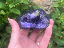 Load image into Gallery viewer, Purple dyed Quartz geode