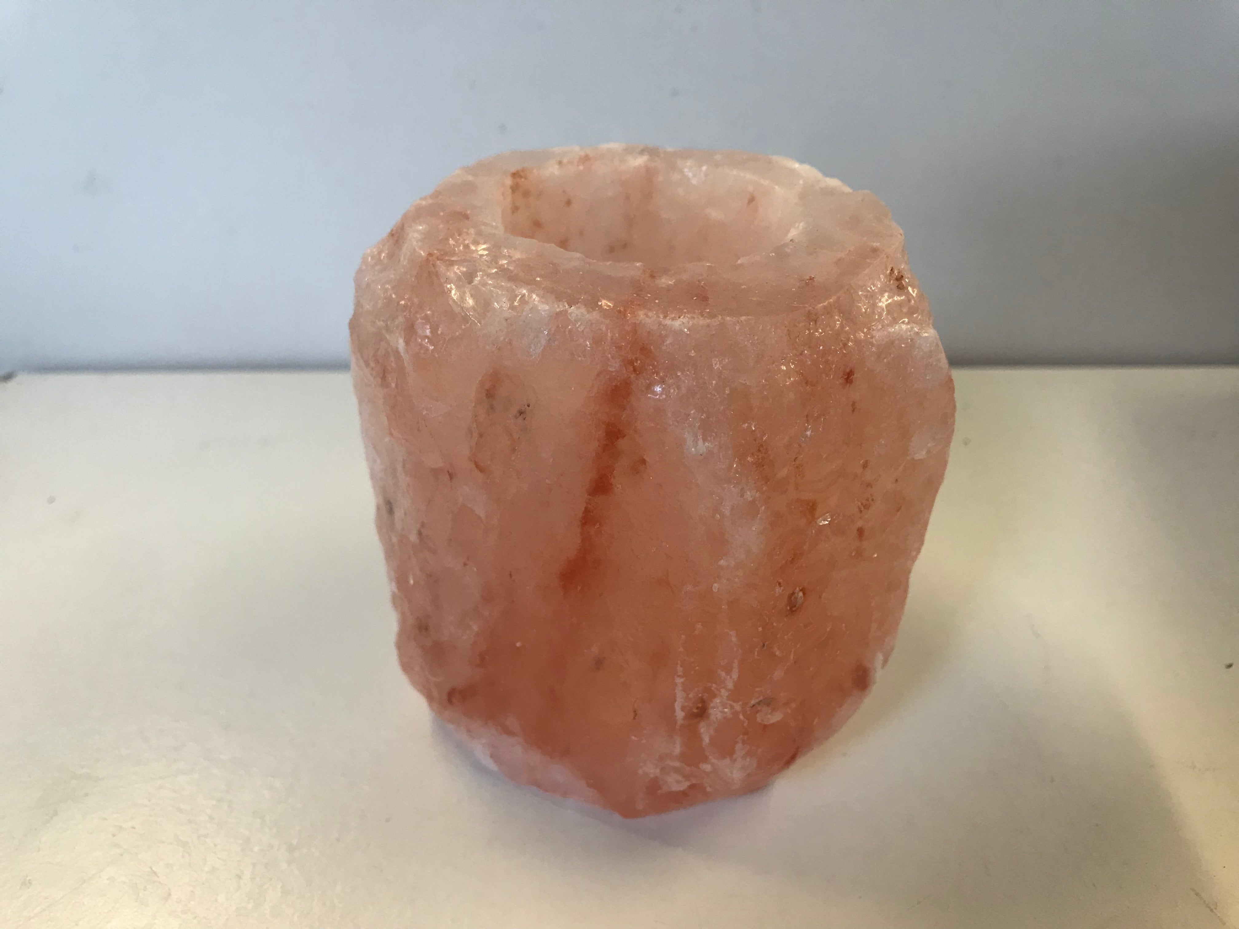 Salt rock candle/tealight holder Crystal and fossils