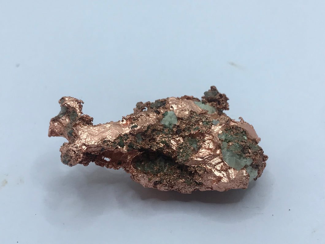 Native copper and malachite