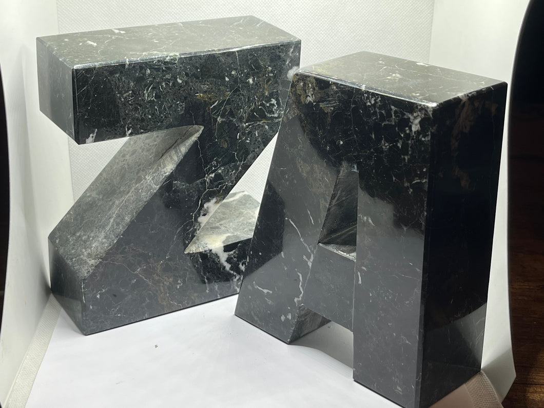 A-Z marble bookends