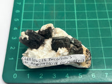 Load image into Gallery viewer, Calbdonite inclusions on apophyllite on modernite
