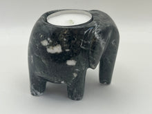 Load image into Gallery viewer, Black marble elephant tea light holder
