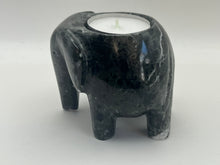 Load image into Gallery viewer, Black marble elephant tea light holder
