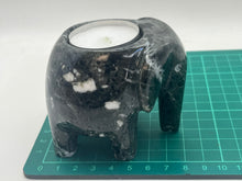 Load image into Gallery viewer, Black marble elephant tea light holder

