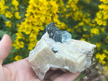 Load image into Gallery viewer, Phlogopite mica on orange calcite
