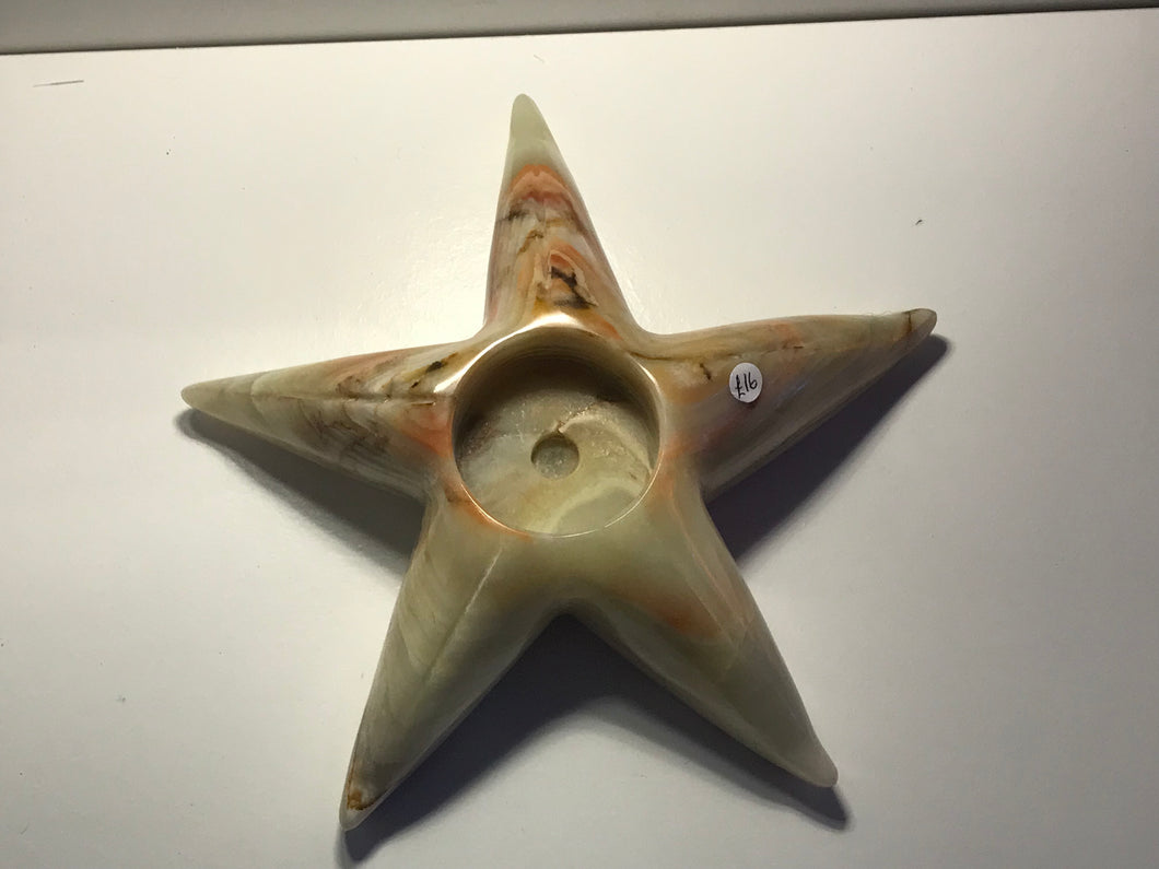 Onyx carved starfish candle holder