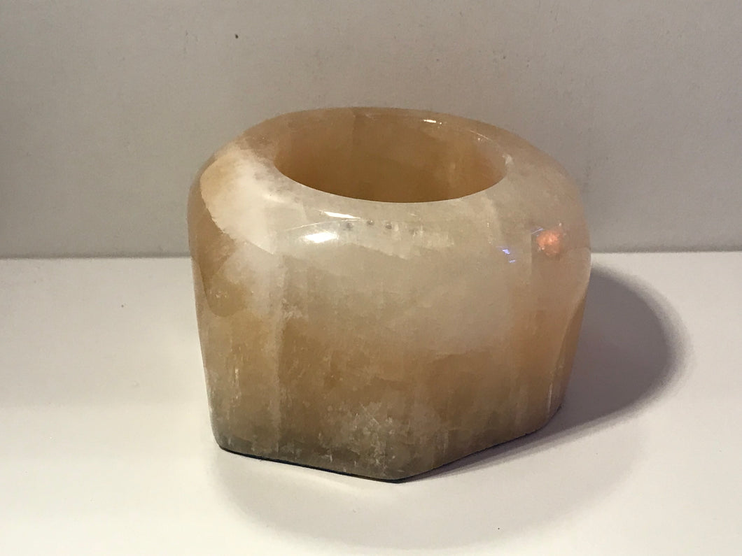 Calcite candle holder