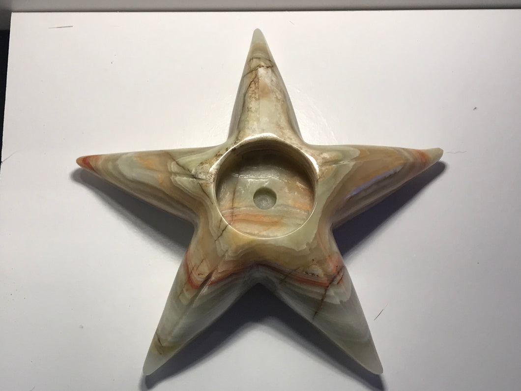 Onyx carved starfish candle holder